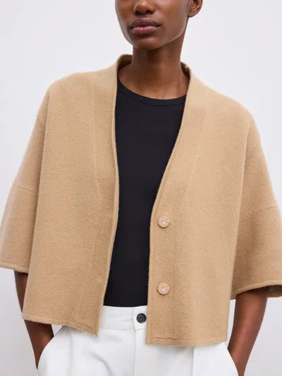 House Of Dagmar Short Wool Cardigan |  | Camel | Size L | 100% Merino Wool In Brown