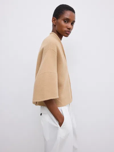 House Of Dagmar Short Wool Cardigan |  | Camel | Size L | 100% Merino Wool In Brown