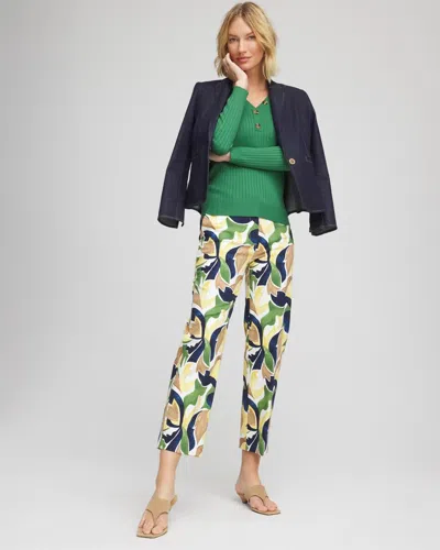 Chico's Emme Straight Mod Cropped Pants In White In Green