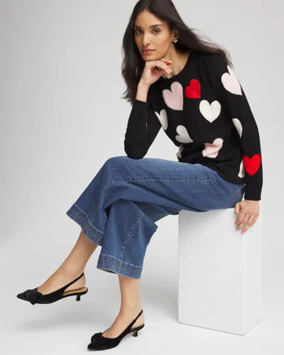 Chico's V-day Multi-heart Pullover In Black In Black