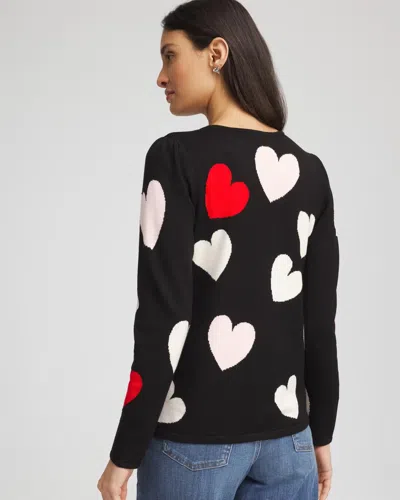 Chico's V-day Multi-heart Pullover In Black In Black