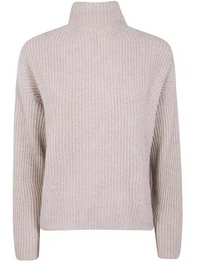 Kujten Asymmetric Back High Neck Sweater In Gray
