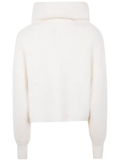 Kujten Cropped Turtleneck Sweater Long Sleeves In White