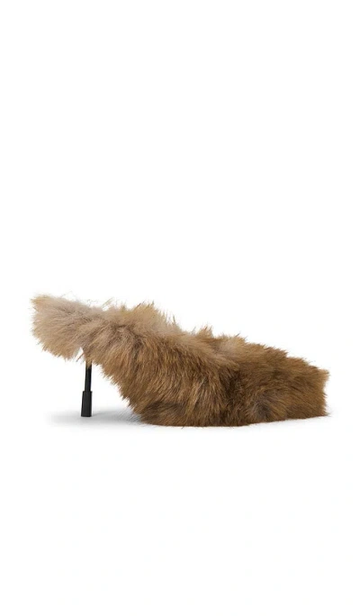 Msgm Fluffy Mule In Brown