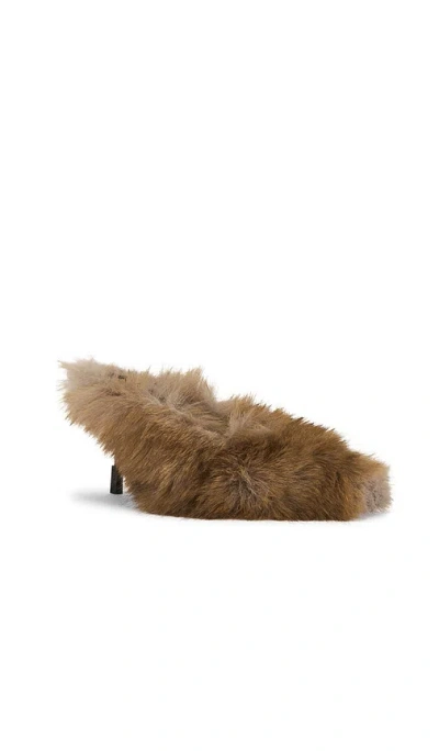 Msgm Fluffy Mule In Brown