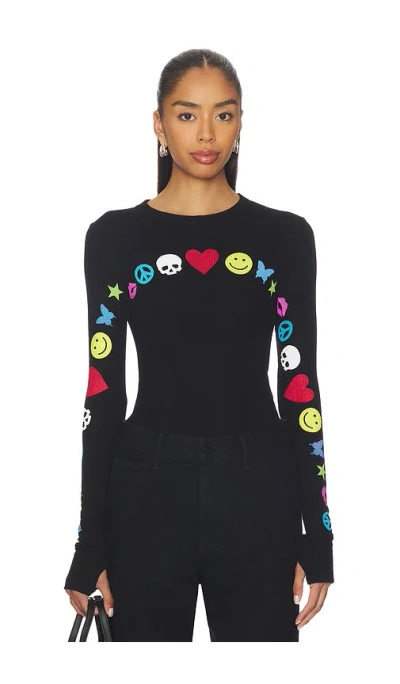 Lauren Moshi Mckinley Elements Arch Fitted Thermal Longsleeve Top In Black