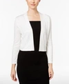Calvin Klein Cropped Open-front Cardigan In Winter White