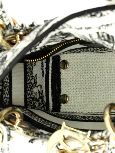 Pre-owned Dior Lady D-lite Bag Embroidered Canvas Mini Satchel In Black