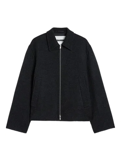 Jil Sander Textured Wool Jacket In Black