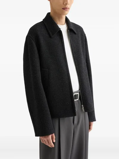 Jil Sander Textured Wool Jacket In Black