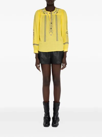 Zadig & Voltaire Tigy Embroidered Tunic In Yellow
