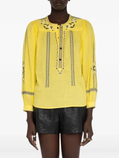 Zadig & Voltaire Tigy Embroidered Tunic In Yellow