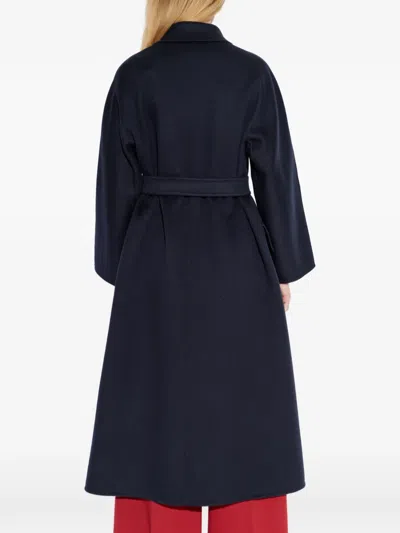 Max Mara Belted Coat In Blue