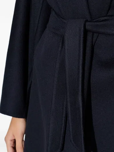 Max Mara Belted Coat In Blue