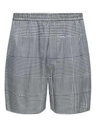 Balmain Houndstooth Elasticated Shorts In Gray