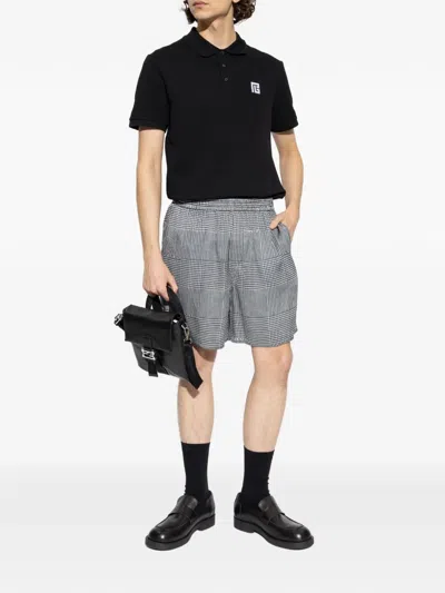 Balmain Houndstooth Elasticated Shorts In Gray