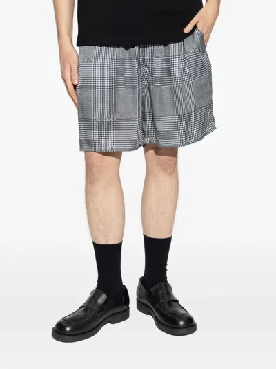 Balmain Houndstooth Elasticated Shorts In Gray