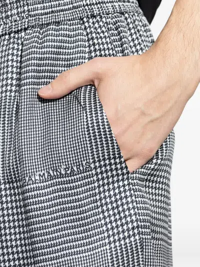 Balmain Houndstooth Elasticated Shorts In Gray