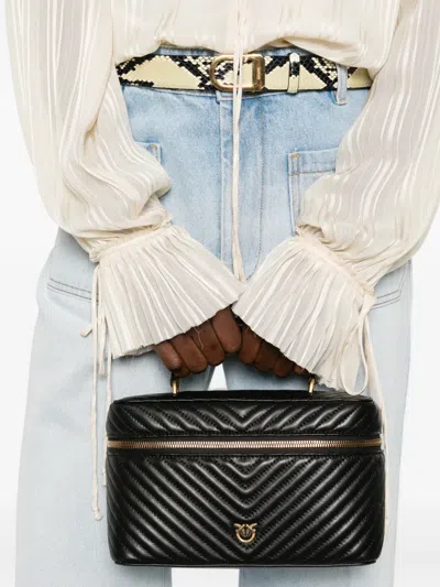 Pinko Quilted Tote Bag In Black