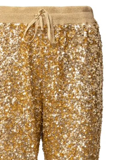Valentino Sequin-embellished Drawstring Track Pants In Gold