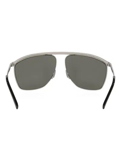 Saint Laurent Victoire Aviator-frame Metal Sunglasses In Gray