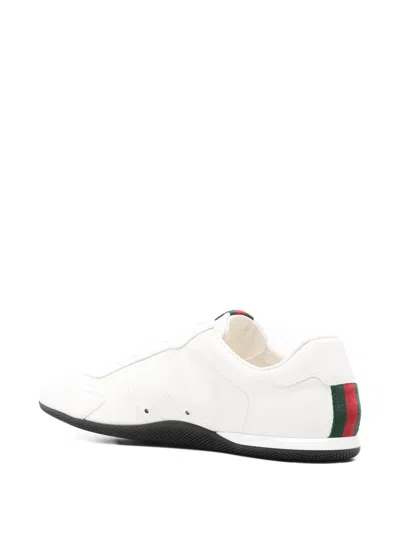 Gucci White Calf Leather Bos Taurus Low Top Sneakers In White