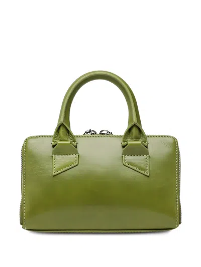 Attico Mini Friday Leather Top Handle Bag In Green