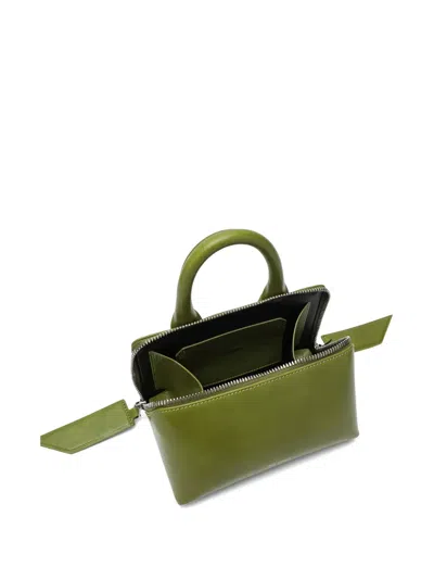 Attico Mini Friday Leather Top Handle Bag In Green