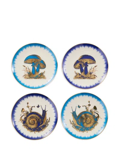 Jonathan Adler Ja Botanist Coaster Set (set Of Four) In Blue