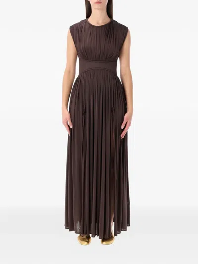 Zimmermann Hypnotic Column Pleated Dress In Brown