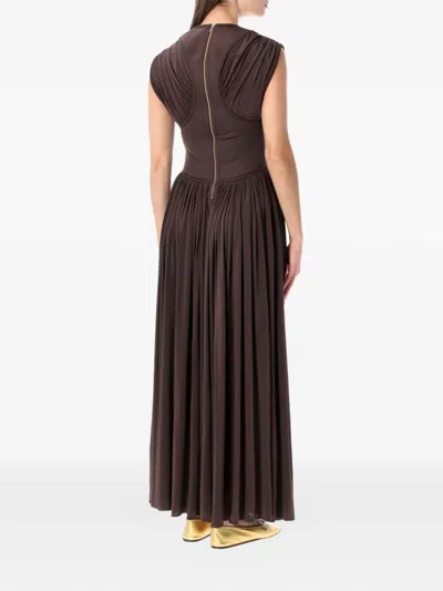 Zimmermann Hypnotic Column Pleated Dress In Brown