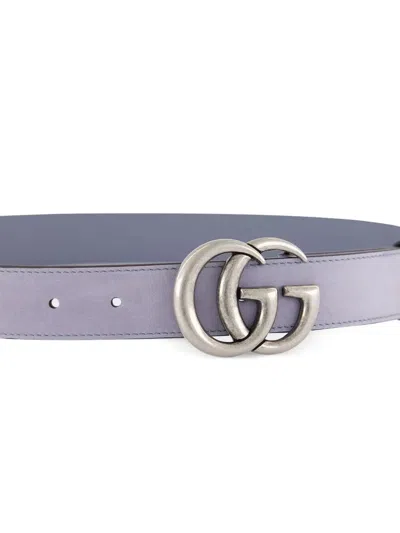 Gucci Gg Marmont Thin Belt In Gray