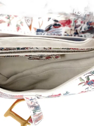 Pre-owned Dior Saddle Handbag With Strap Printed Leather Medium Shoulder Bag