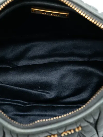 Pre-owned Miu Miu 2021-2025 Matelasse Leather Shoulder Bag In Gray