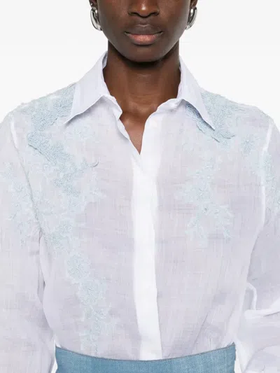 Ermanno Scervino Floral-embroidered Shirt In White