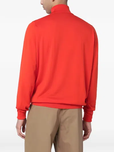 John Smedley Wool Turtleneck Sweater Long Sleeves In Orange