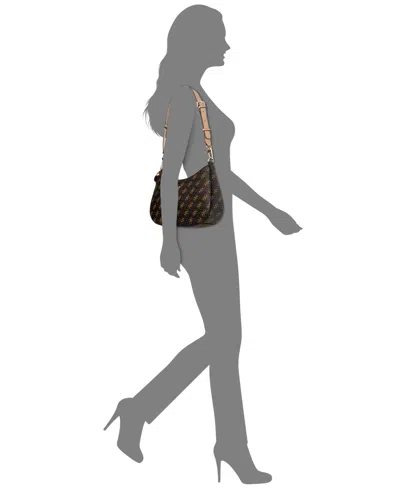 Guess Noelle Ii Top Zip Small Shoulder Bag In Brown