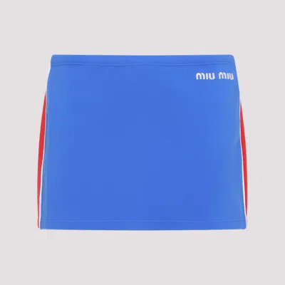 Miu Miu Mini Skirt In Technical Fabric In Blue