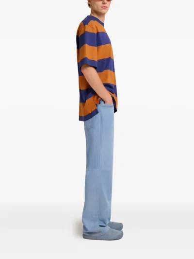 Marni Crew Neck Striped Short Sleeve T Shirt In Multi