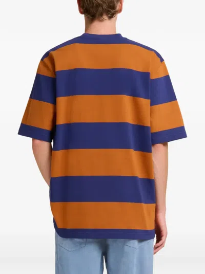 Marni Crew Neck Striped Short Sleeve T Shirt In Multi