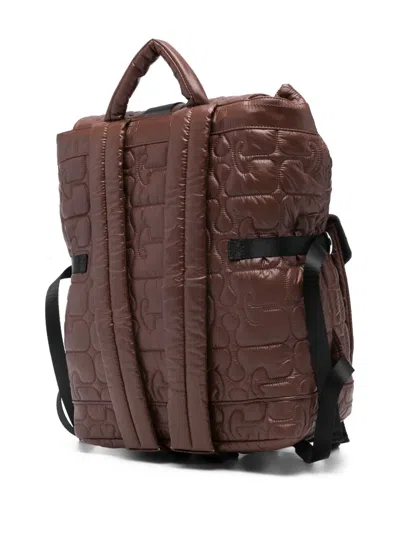 Ganni Quilted-design Backpack In Brown