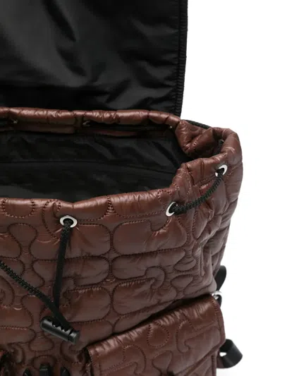 Ganni Quilted-design Backpack In Brown