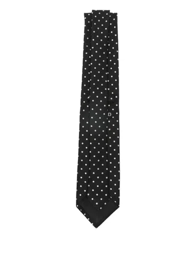 Tom Ford Polka Dot Pointed Tip Tie In Black