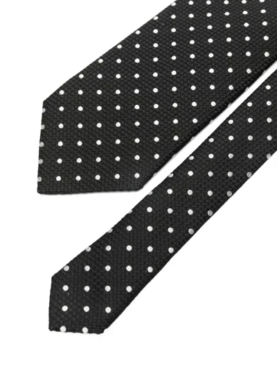 Tom Ford Polka Dot Pointed Tip Tie In Black