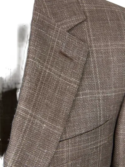 Canali Check-pattern Single-breasted Blazer In Brown