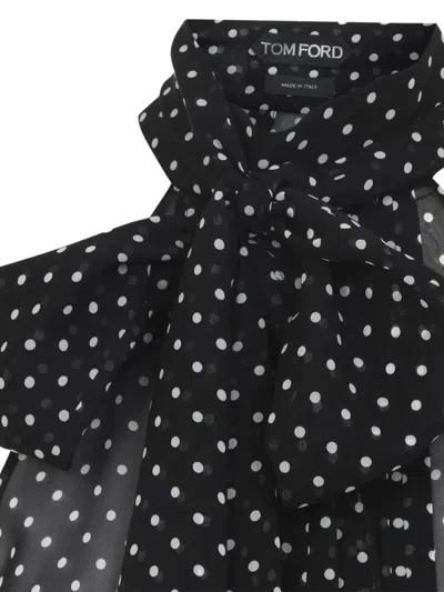 Tom Ford Lavallier Polka Dots Top In Black