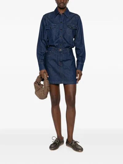 Apc A.p.c. Mini Denim Dress In Blue