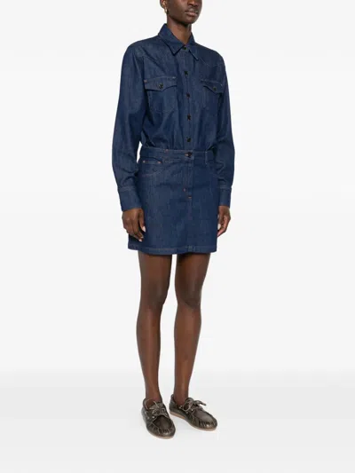 Apc A.p.c. Mini Denim Dress In Blue