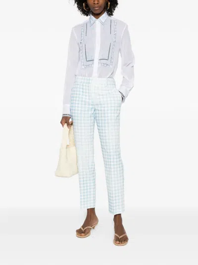 Ermanno Scervino Gingham-pattern Drawstring Trousers In Blue