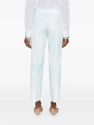 Ermanno Scervino Gingham-pattern Drawstring Trousers In Blue